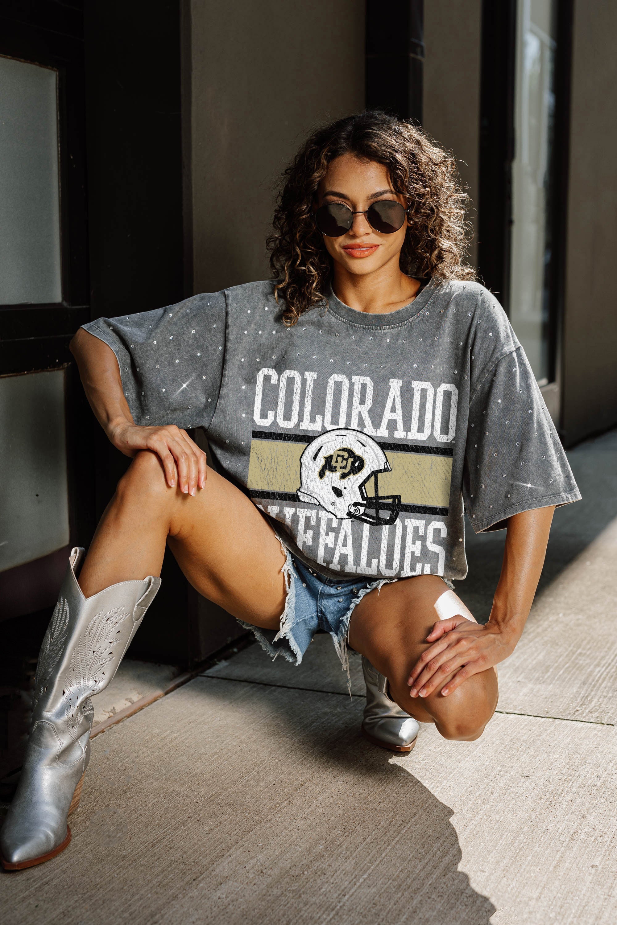 COLORADO BUFFALOES ON THE BALL MINI RHINESTONE SHORT SLEEVE CLASSIC TEE