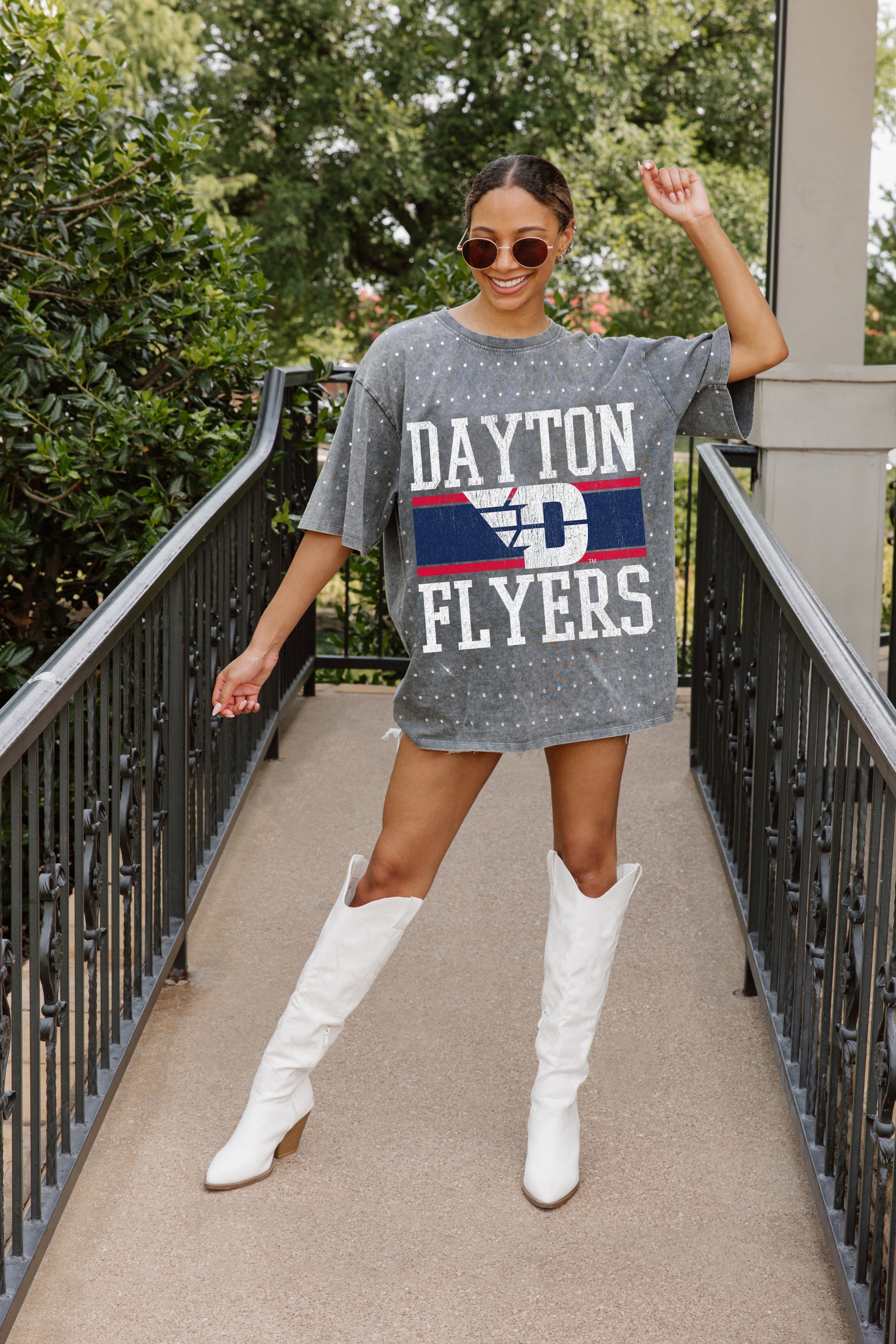 DAYTON FLYERS ON THE BALL MINI RHINESTONE SHORT SLEEVE CLASSIC TEE