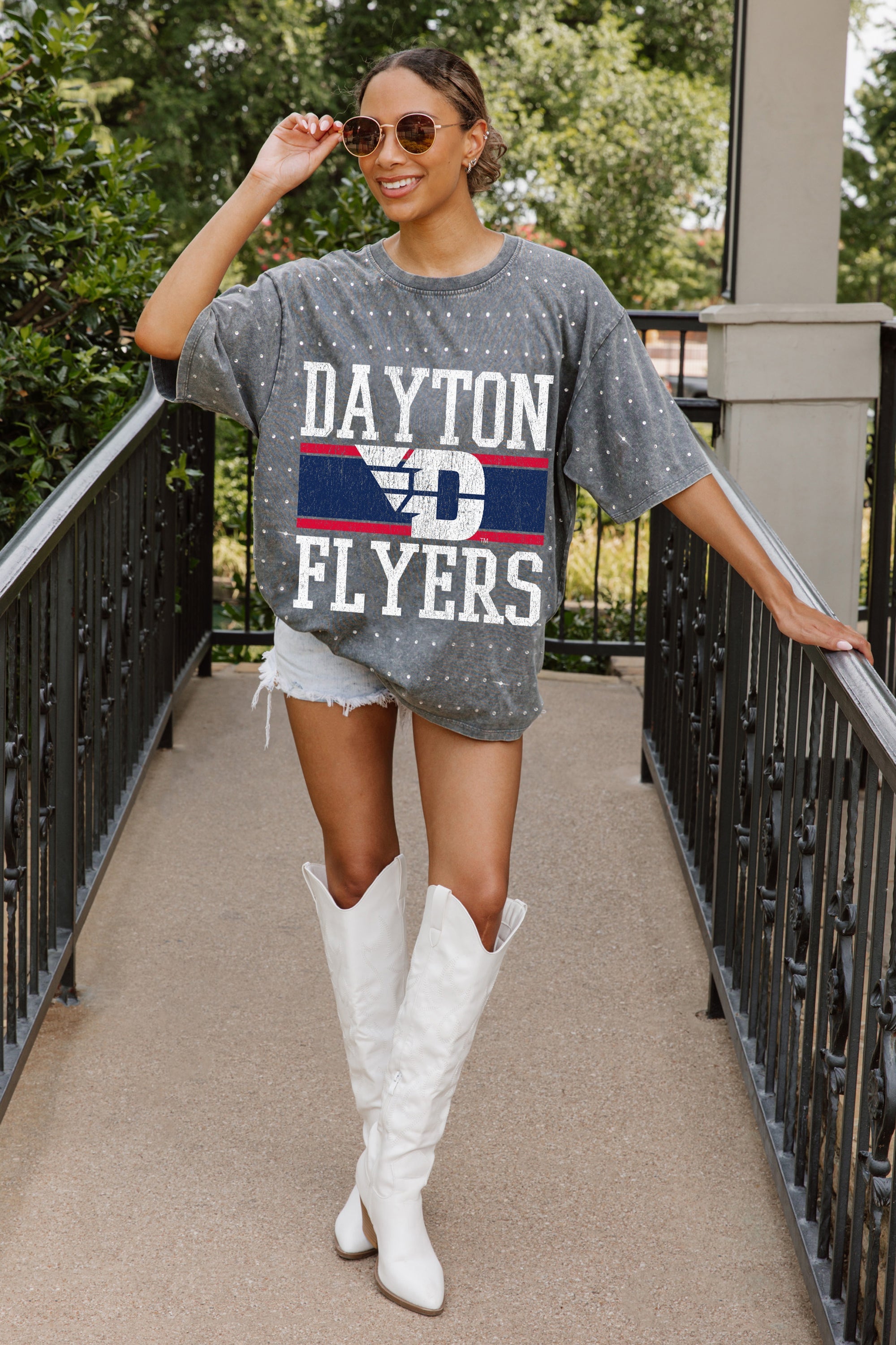 DAYTON FLYERS ON THE BALL MINI RHINESTONE SHORT SLEEVE CLASSIC TEE