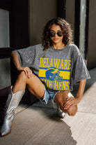 DELAWARE BLUE HENS ON THE BALL MINI RHINESTONE SHORT SLEEVE CLASSIC TEE