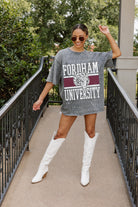 FORDHAM RAMS ON THE BALL MINI RHINESTONE SHORT SLEEVE CLASSIC TEE