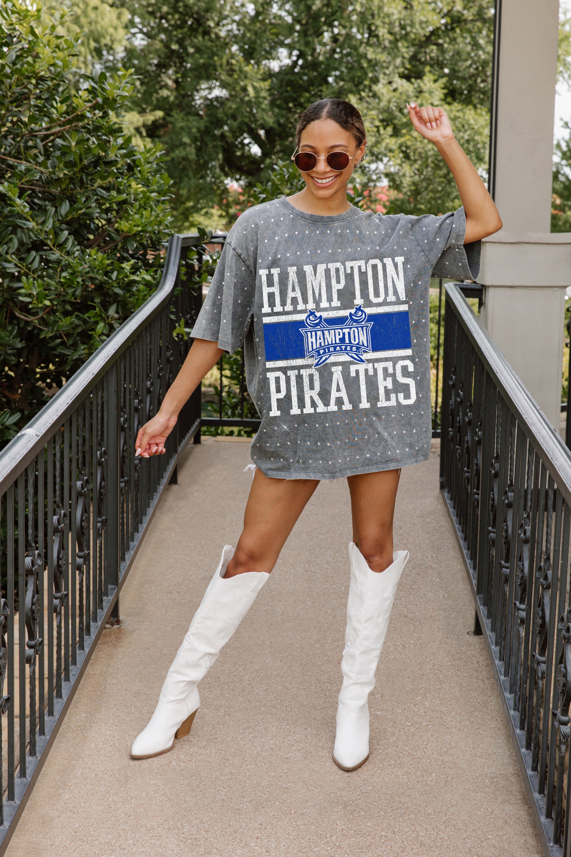 HAMPTON PIRATES ON THE BALL MINI RHINESTONE SHORT SLEEVE CLASSIC TEE