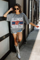 ILLINOIS FIGHTING ILLINI ON THE BALL MINI RHINESTONE SHORT SLEEVE CLASSIC TEE