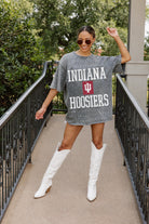 INDIANA HOOSIERS ON THE BALL MINI RHINESTONE SHORT SLEEVE CLASSIC TEE