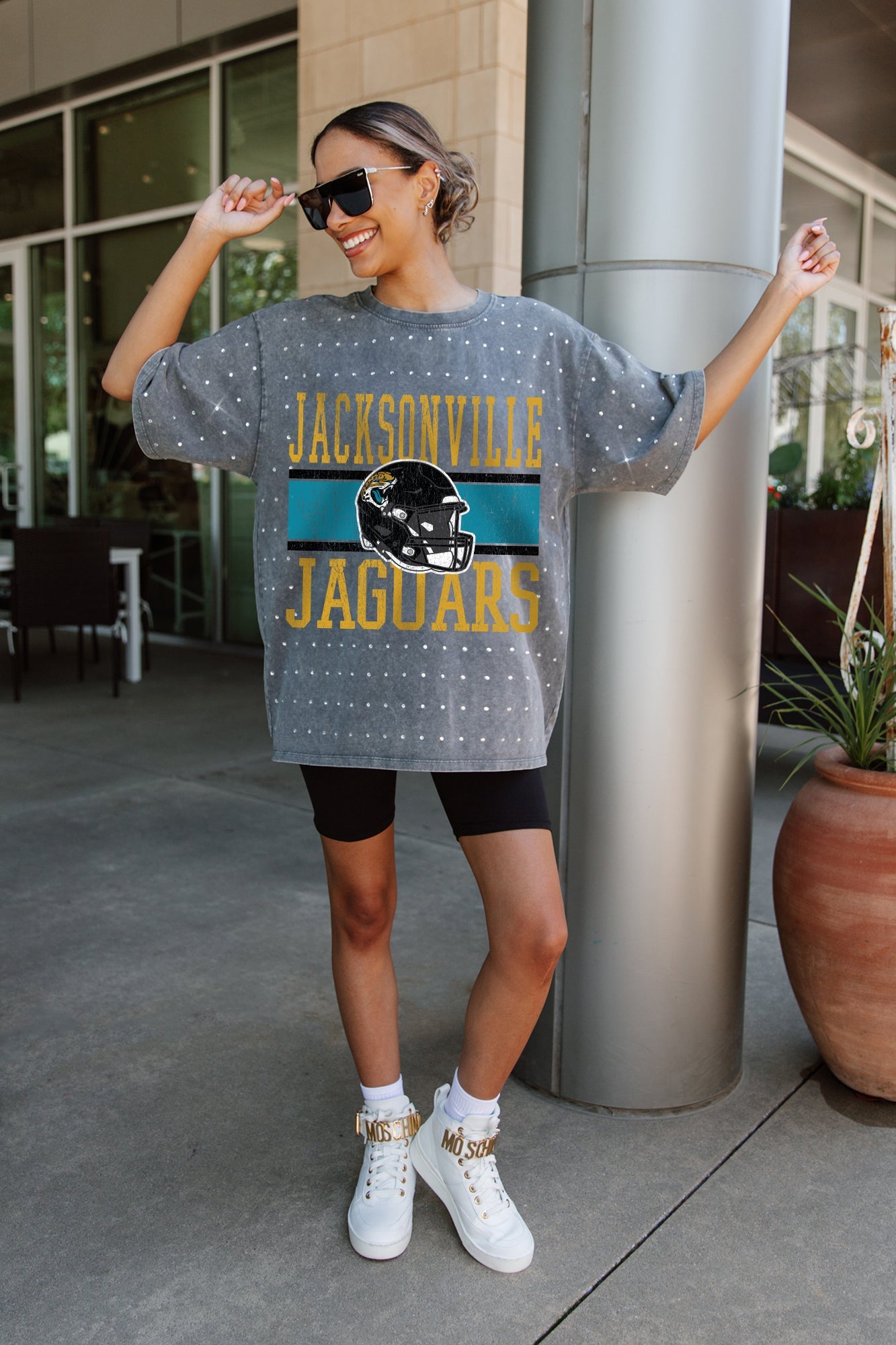 JACKSONVILLE JAGUARS ON THE BALL MINI RHINESTONE SHORT SLEEVE CLASSIC TEE