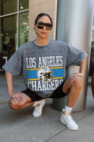 LOS ANGELES CHARGERS ON THE BALL MINI RHINESTONE SHORT SLEEVE CLASSIC TEE