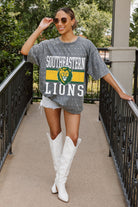 SOUTHEASTERN LOUISIANA LIONS ON THE BALL MINI RHINESTONE SHORT SLEEVE CLASSIC TEE