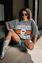 OKLAHOMA STATE COWBOYS ON THE BALL MINI RHINESTONE SHORT SLEEVE CLASSIC TEE