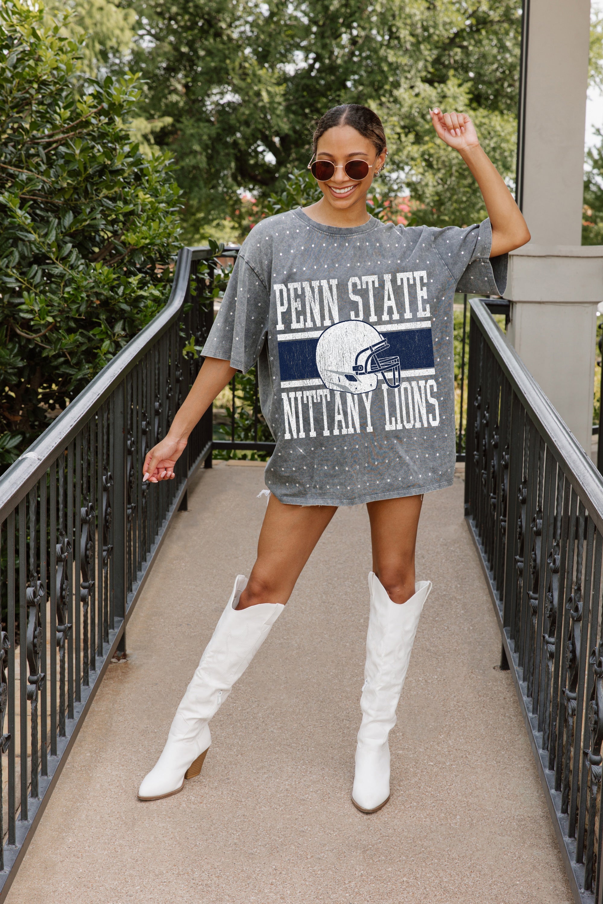 PENN STATE NITTANY LIONS ON THE BALL MINI RHINESTONE SHORT SLEEVE CLASSIC TEE