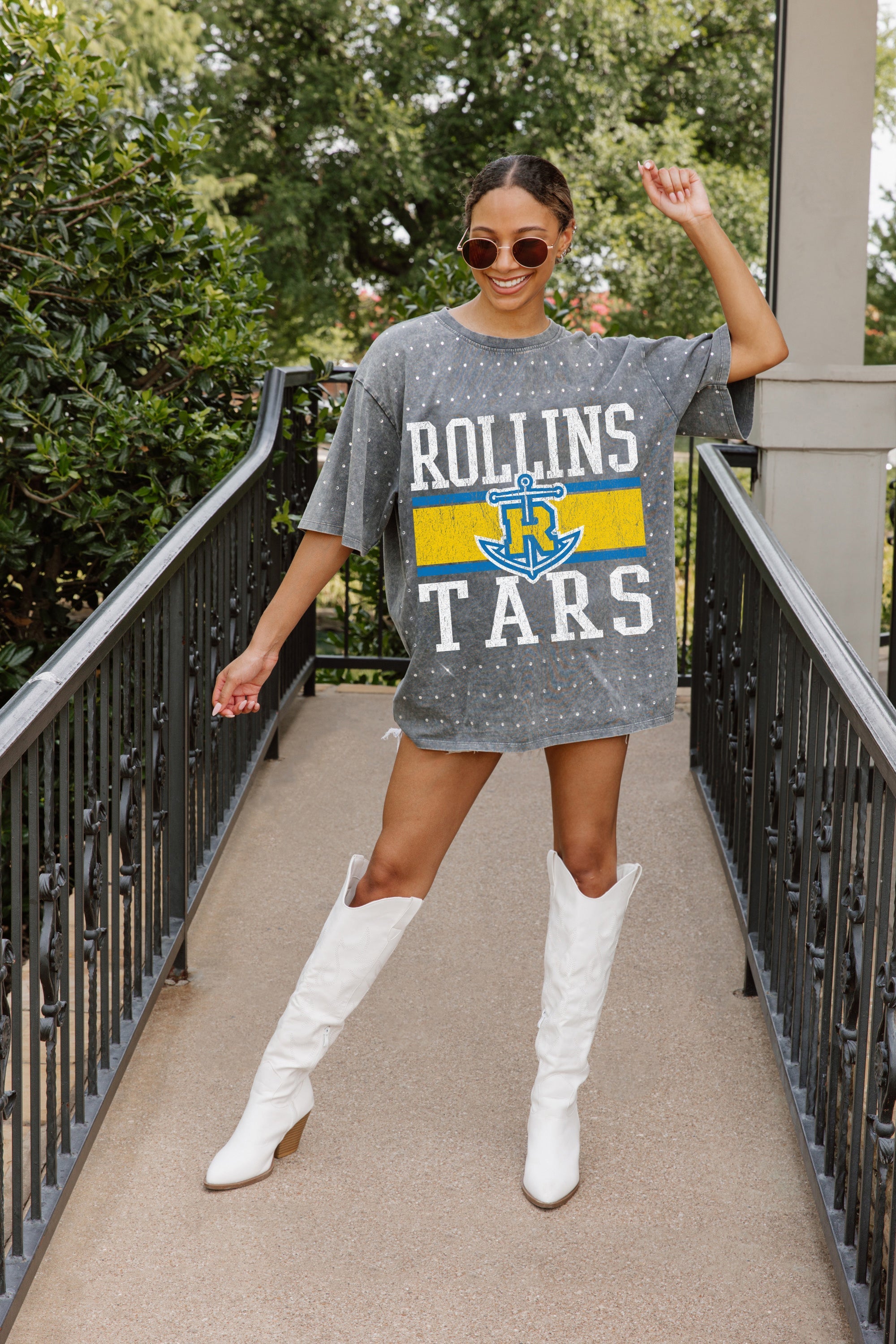 ROLLINS COLLEGE TARS ON THE BALL MINI RHINESTONE SHORT SLEEVE CLASSIC TEE