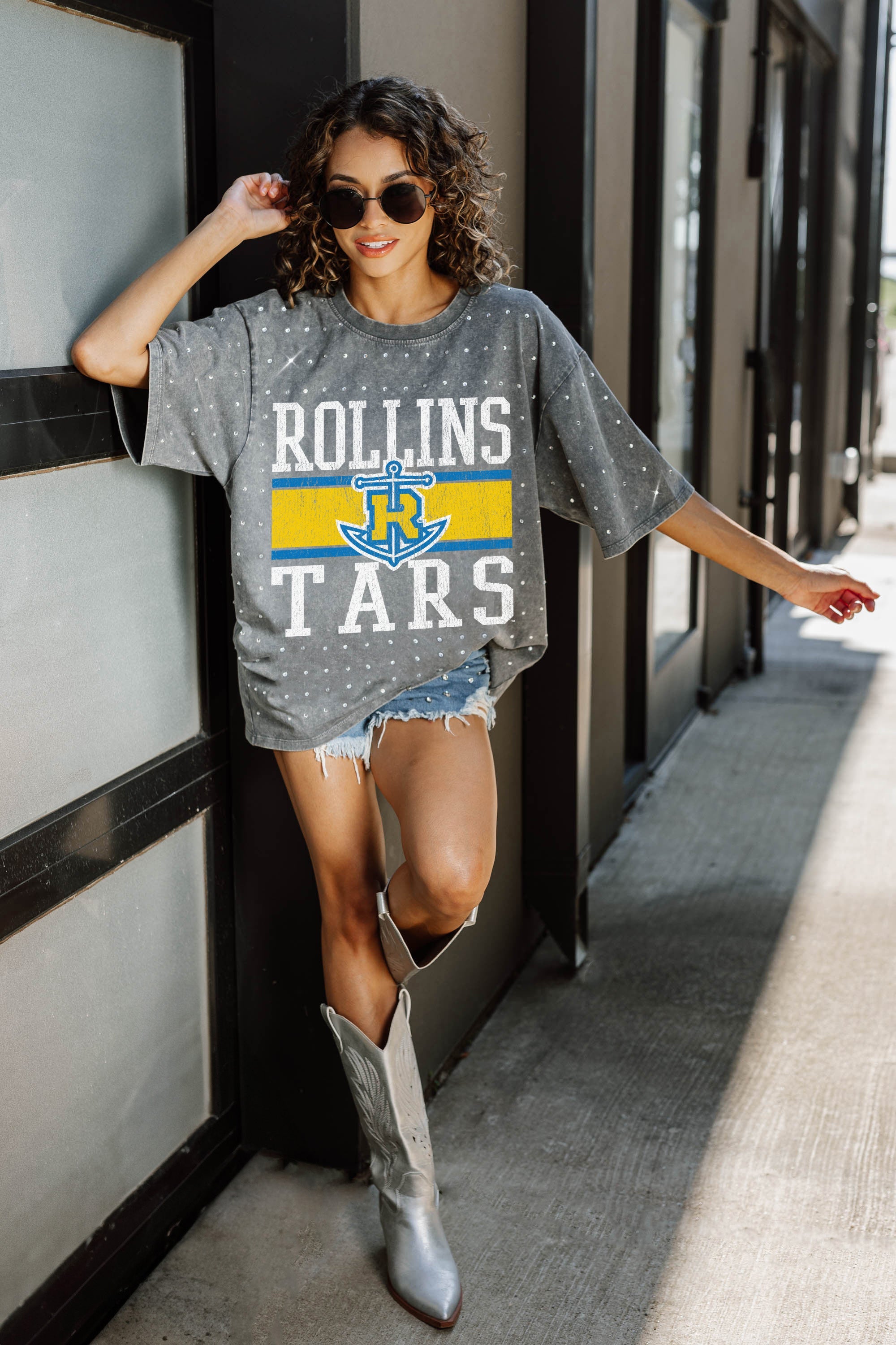 ROLLINS COLLEGE TARS ON THE BALL MINI RHINESTONE SHORT SLEEVE CLASSIC TEE