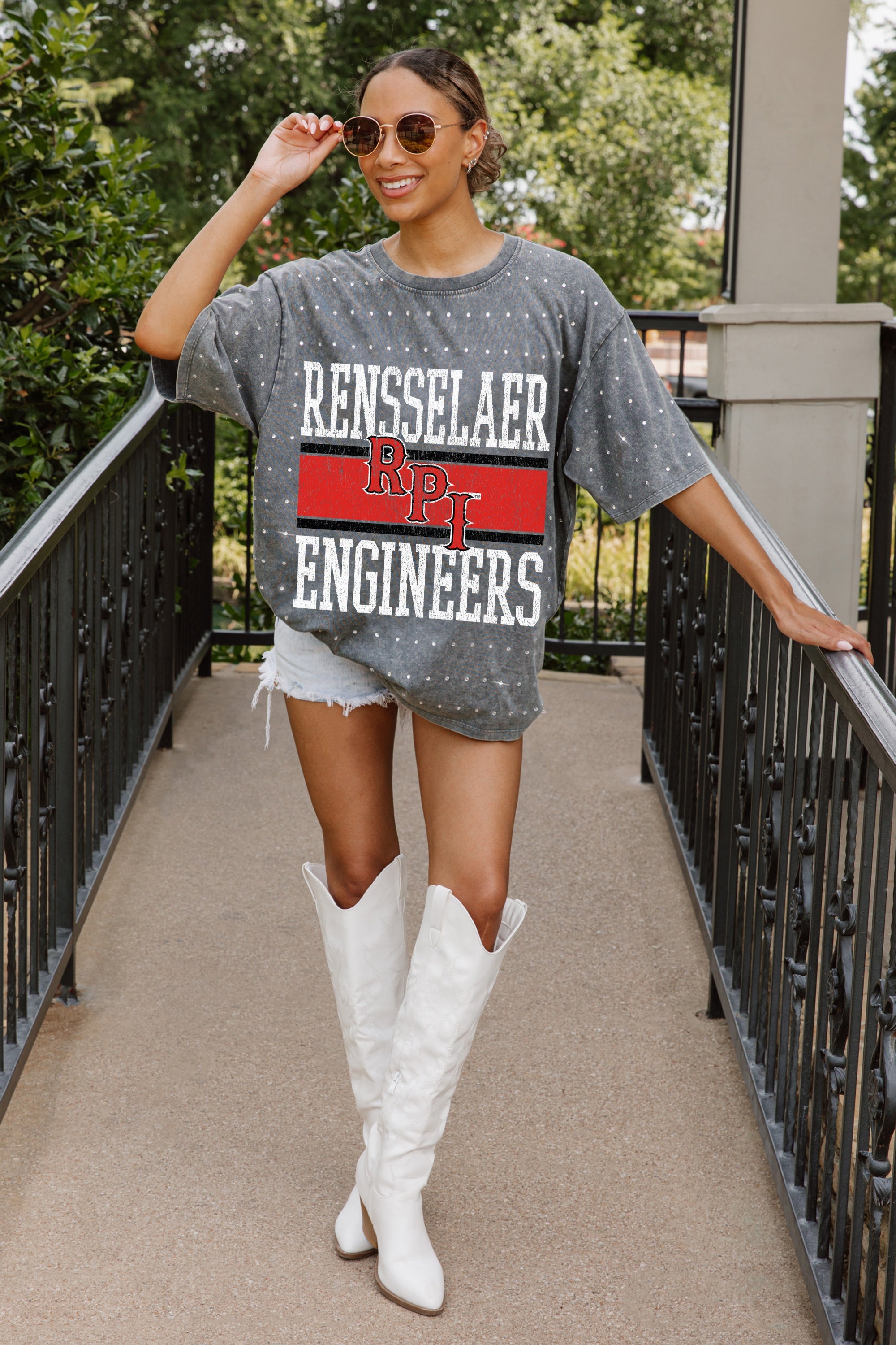 RENSSELAER ENGINEERS ON THE BALL MINI RHINESTONE SHORT SLEEVE CLASSIC TEE