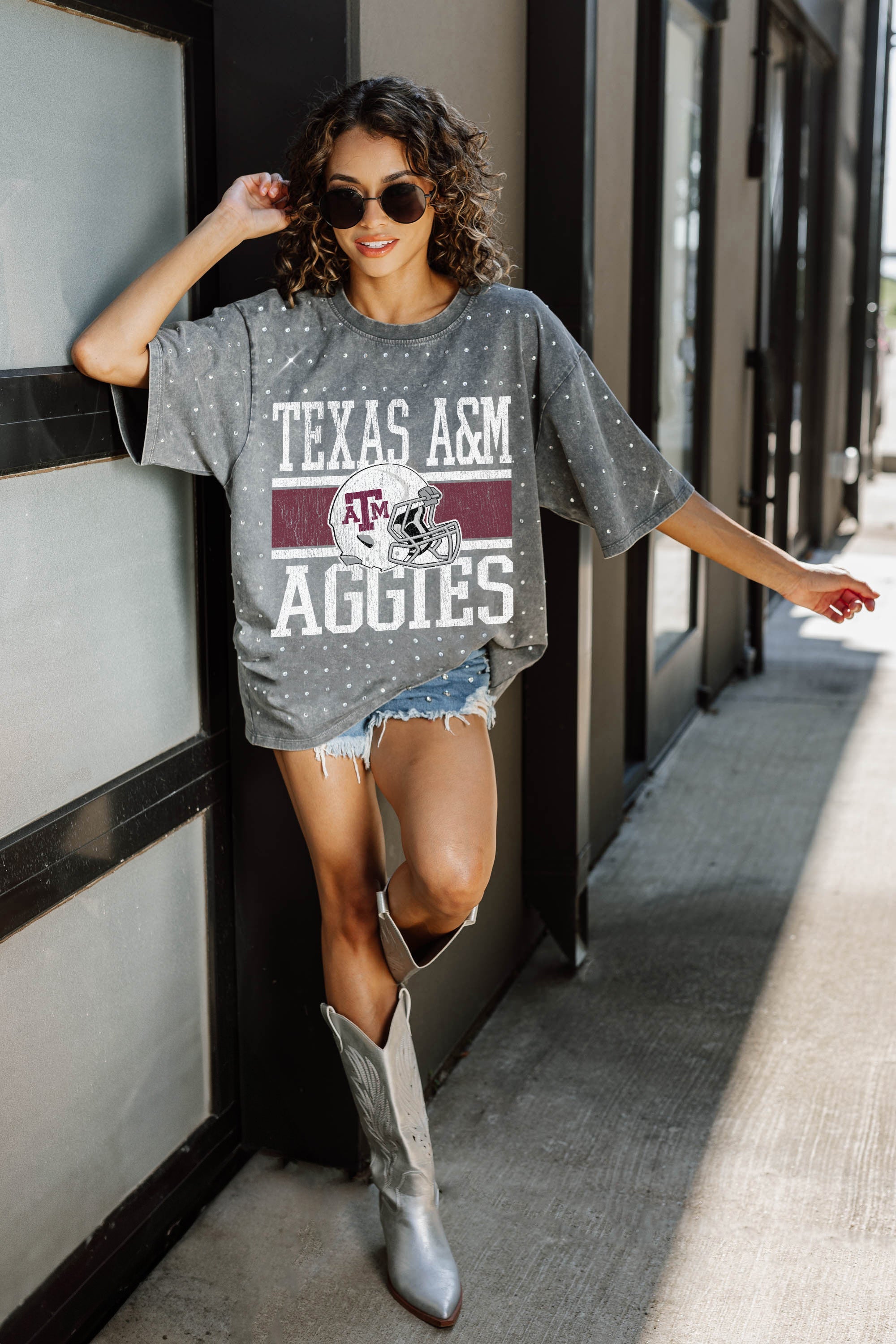 TEXAS A&M AGGIES ON THE BALL MINI RHINESTONE SHORT SLEEVE CLASSIC TEE