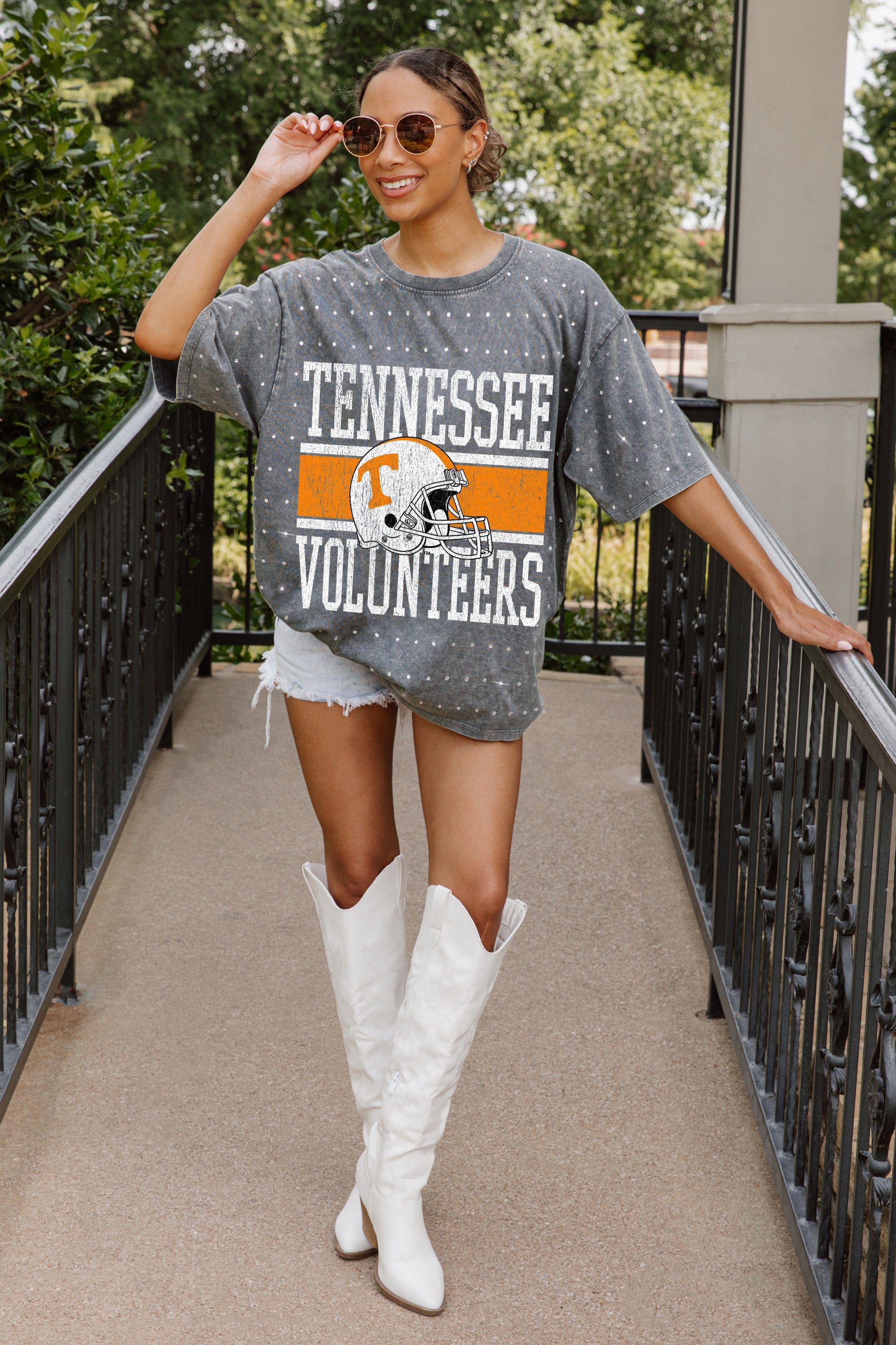 TENNESSEE VOLUNTEERS ON THE BALL MINI RHINESTONE SHORT SLEEVE CLASSIC TEE