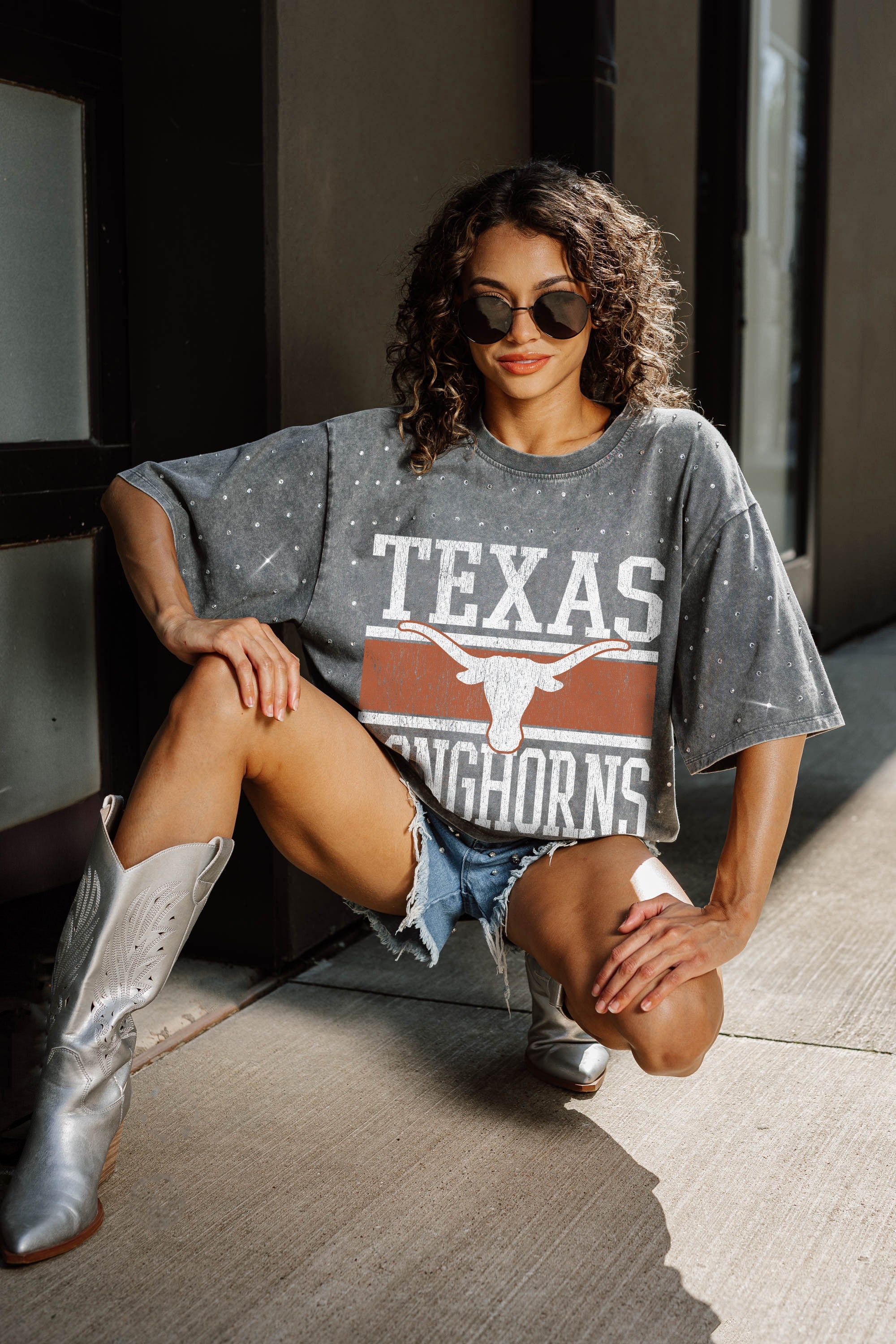 TEXAS LONGHORNS ON THE BALL MINI RHINESTONE SHORT SLEEVE CLASSIC TEE