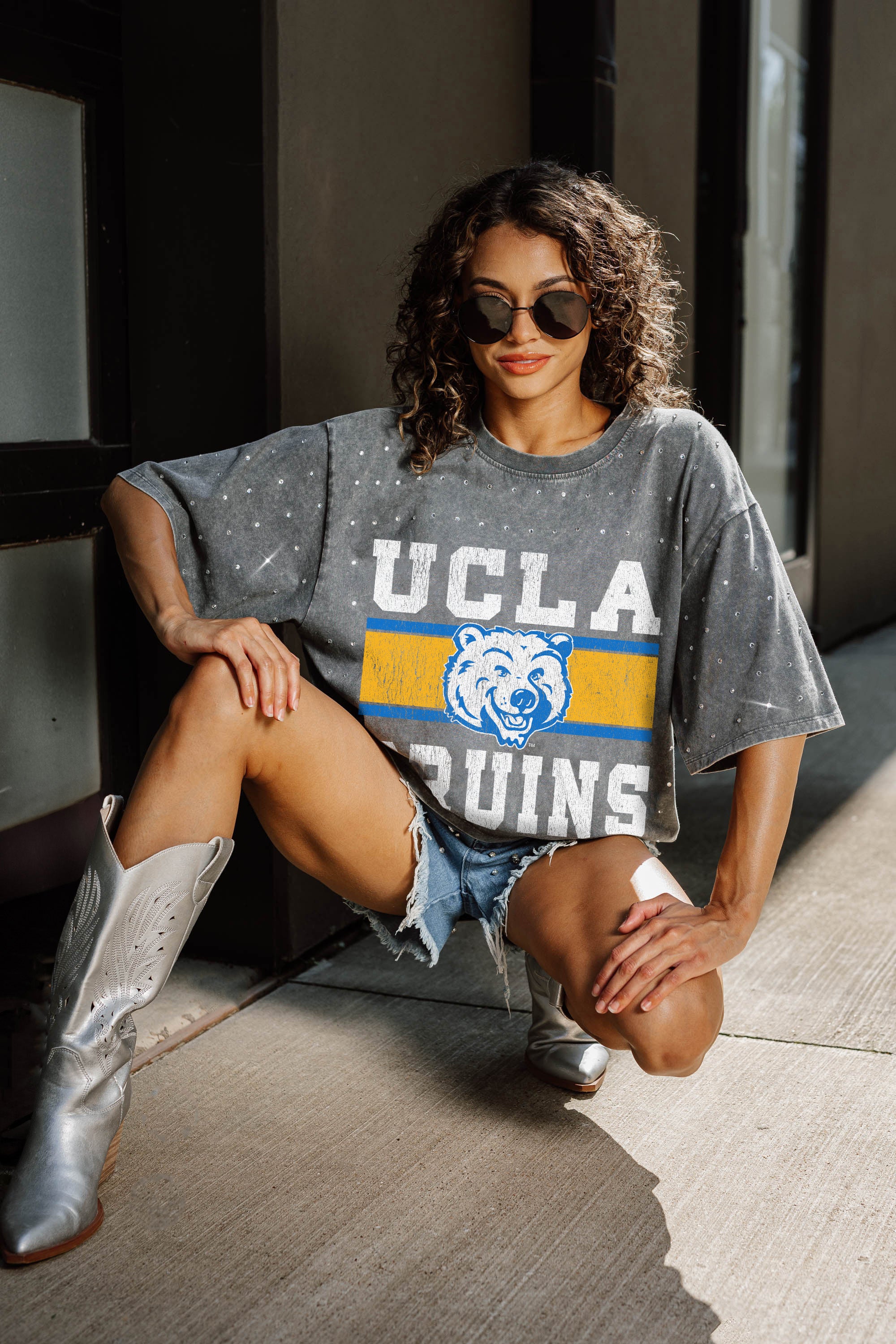 UCLA BRUINS ON THE BALL MINI RHINESTONE SHORT SLEEVE CLASSIC TEE