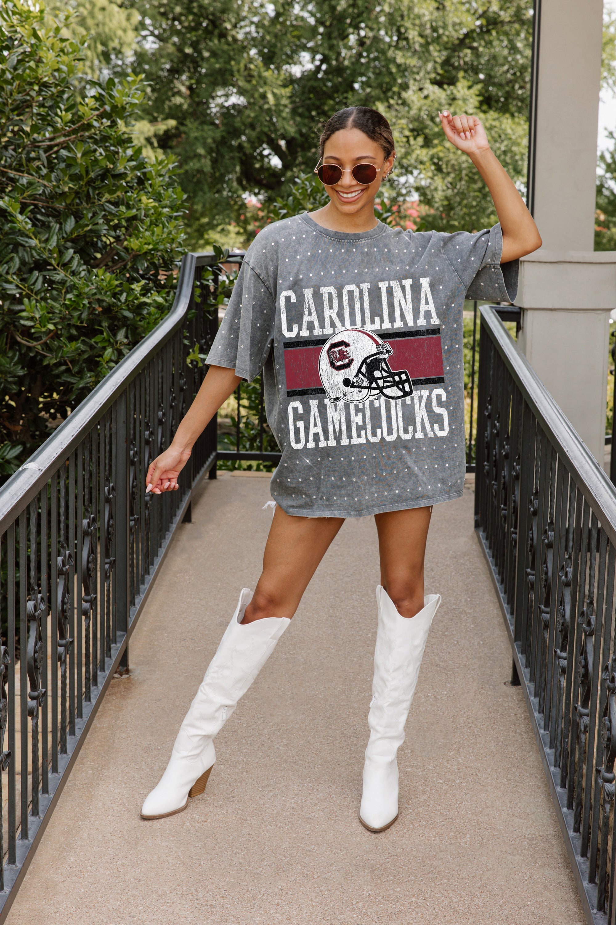 SOUTH CAROLINA GAMECOCKS ON THE BALL MINI RHINESTONE SHORT SLEEVE CLASSIC TEE