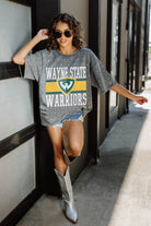 WAYNE STATE WARRIORS ON THE BALL MINI RHINESTONE SHORT SLEEVE CLASSIC TEE