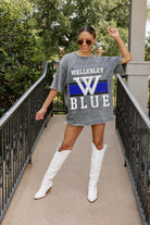 WELLESLEY BLUE ON THE BALL MINI RHINESTONE SHORT SLEEVE CLASSIC TEE