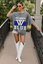 WELLESLEY BLUE ON THE BALL MINI RHINESTONE SHORT SLEEVE CLASSIC TEE