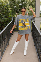 WYOMING COWBOYS ON THE BALL MINI RHINESTONE SHORT SLEEVE CLASSIC TEE