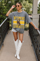 WYOMING COWBOYS ON THE BALL MINI RHINESTONE SHORT SLEEVE CLASSIC TEE