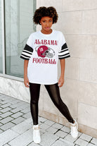 ALABAMA CRIMSON TIDE STARTING LINEUP VINTAGE LOOK SHORT SLEEVE SPORTS STRIPE RAGLAN TEE