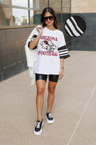 ARIZONA CARDINALS STARTING LINEUP VINTAGE LOOK SHORT SLEEVE SPORTS STRIPE RAGLAN TEE