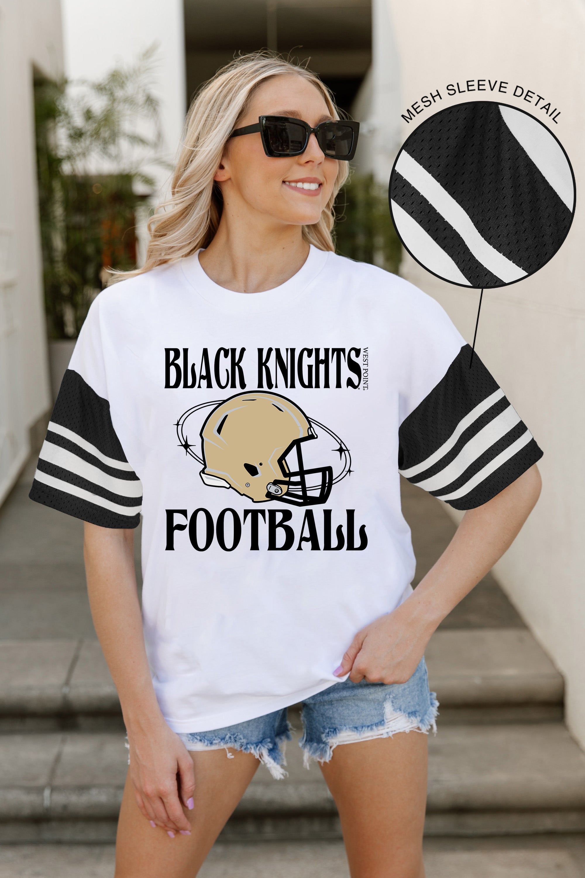 ARMY BLACK KNIGHTS STARTING LINEUP VINTAGE LOOK SHORT SLEEVE SPORTS STRIPE RAGLAN TEE