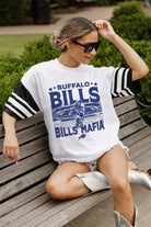 BUFFALO BILLS CROWD PLEASER VINTAGE LOOK SHORT SLEEVE SPORTS STRIPE RAGLAN TEE