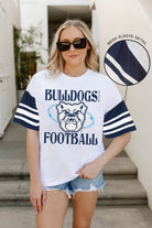 BUTLER BULLDOGS STARTING LINEUP VINTAGE LOOK SHORT SLEEVE SPORTS STRIPE RAGLAN TEE