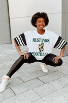 CAL POLY MUSTANGS STARTING LINEUP VINTAGE LOOK SHORT SLEEVE SPORTS STRIPE RAGLAN TEE