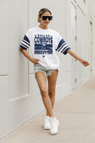 DALLAS COWBOYS CROWD PLEASER VINTAGE LOOK SHORT SLEEVE SPORTS STRIPE RAGLAN TEE