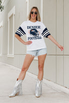 DENVER BRONCOS STARTING LINEUP VINTAGE LOOK SHORT SLEEVE SPORTS STRIPE RAGLAN TEE