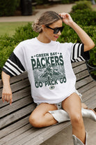 GREEN BAY PACKERS CROWD PLEASER VINTAGE LOOK SHORT SLEEVE SPORTS STRIPE RAGLAN TEE