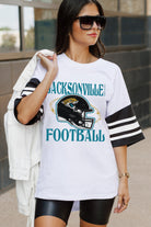 JACKSONVILLE JAGUARS STARTING LINEUP VINTAGE LOOK SHORT SLEEVE SPORTS STRIPE RAGLAN TEE