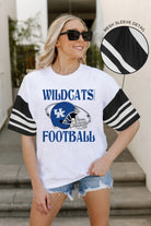 KENTUCKY WILDCATS STARTING LINEUP VINTAGE LOOK SHORT SLEEVE SPORTS STRIPE RAGLAN TEE