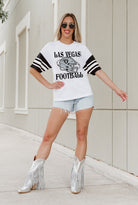 LAS VEGAS RAIDERS STARTING LINEUP VINTAGE LOOK SHORT SLEEVE SPORTS STRIPE RAGLAN TEE