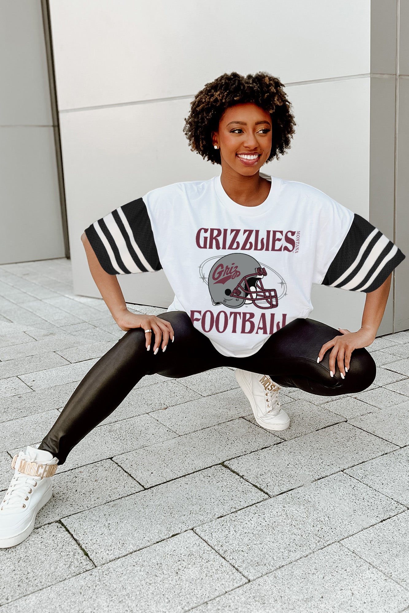 MONTANA GRIZZLIES STARTING LINEUP VINTAGE LOOK SHORT SLEEVE SPORTS STRIPE RAGLAN TEE