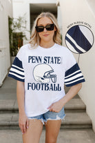 PENN STATE NITTANY LIONS STARTING LINEUP VINTAGE LOOK SHORT SLEEVE SPORTS STRIPE RAGLAN TEE