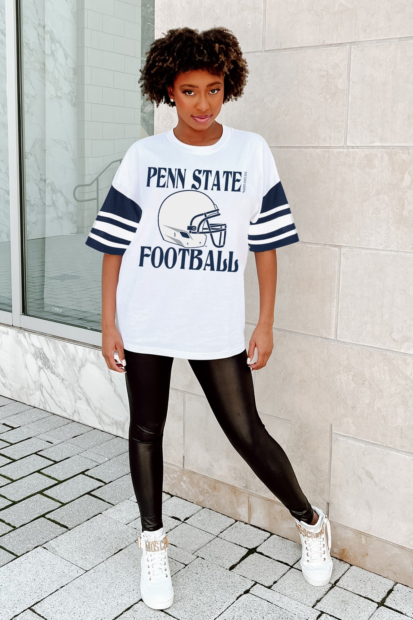 PENN STATE NITTANY LIONS STARTING LINEUP VINTAGE LOOK SHORT SLEEVE SPORTS STRIPE RAGLAN TEE