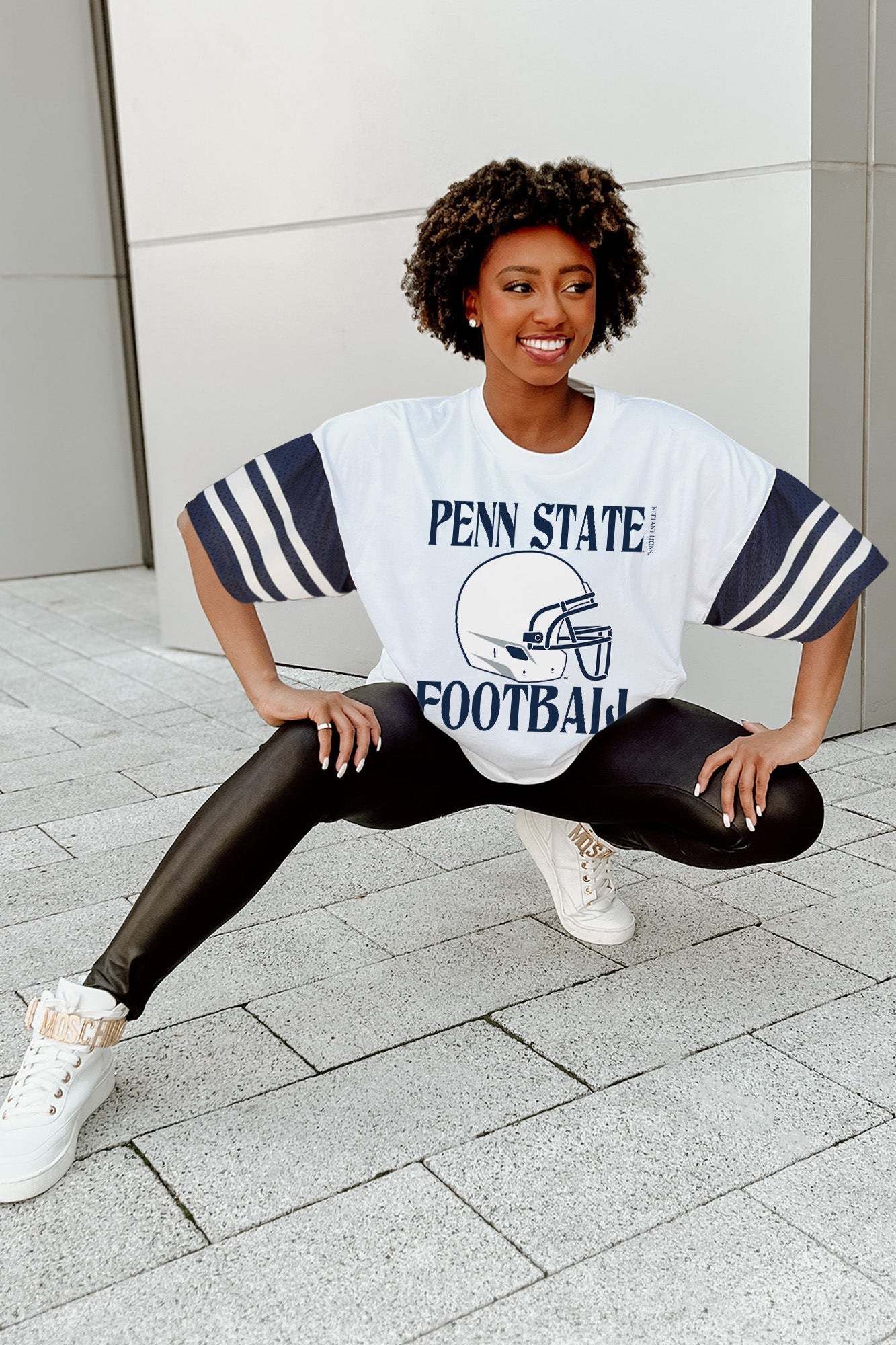 PENN STATE NITTANY LIONS STARTING LINEUP VINTAGE LOOK SHORT SLEEVE SPORTS STRIPE RAGLAN TEE