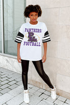 PRAIRIE VIEW A&M PANTHERS STARTING LINEUP VINTAGE LOOK SHORT SLEEVE SPORTS STRIPE RAGLAN TEE