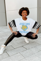 SOUTHERN JAGUARS STARTING LINEUP VINTAGE LOOK SHORT SLEEVE SPORTS STRIPE RAGLAN TEE