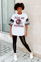 TEXAS A&M AGGIES STARTING LINEUP VINTAGE LOOK SHORT SLEEVE SPORTS STRIPE RAGLAN TEE