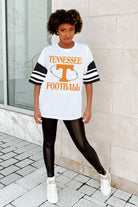 TENNESSEE VOLUNTEERS STARTING LINEUP VINTAGE LOOK SHORT SLEEVE SPORTS STRIPE RAGLAN TEE