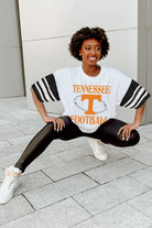 TENNESSEE VOLUNTEERS STARTING LINEUP VINTAGE LOOK SHORT SLEEVE SPORTS STRIPE RAGLAN TEE