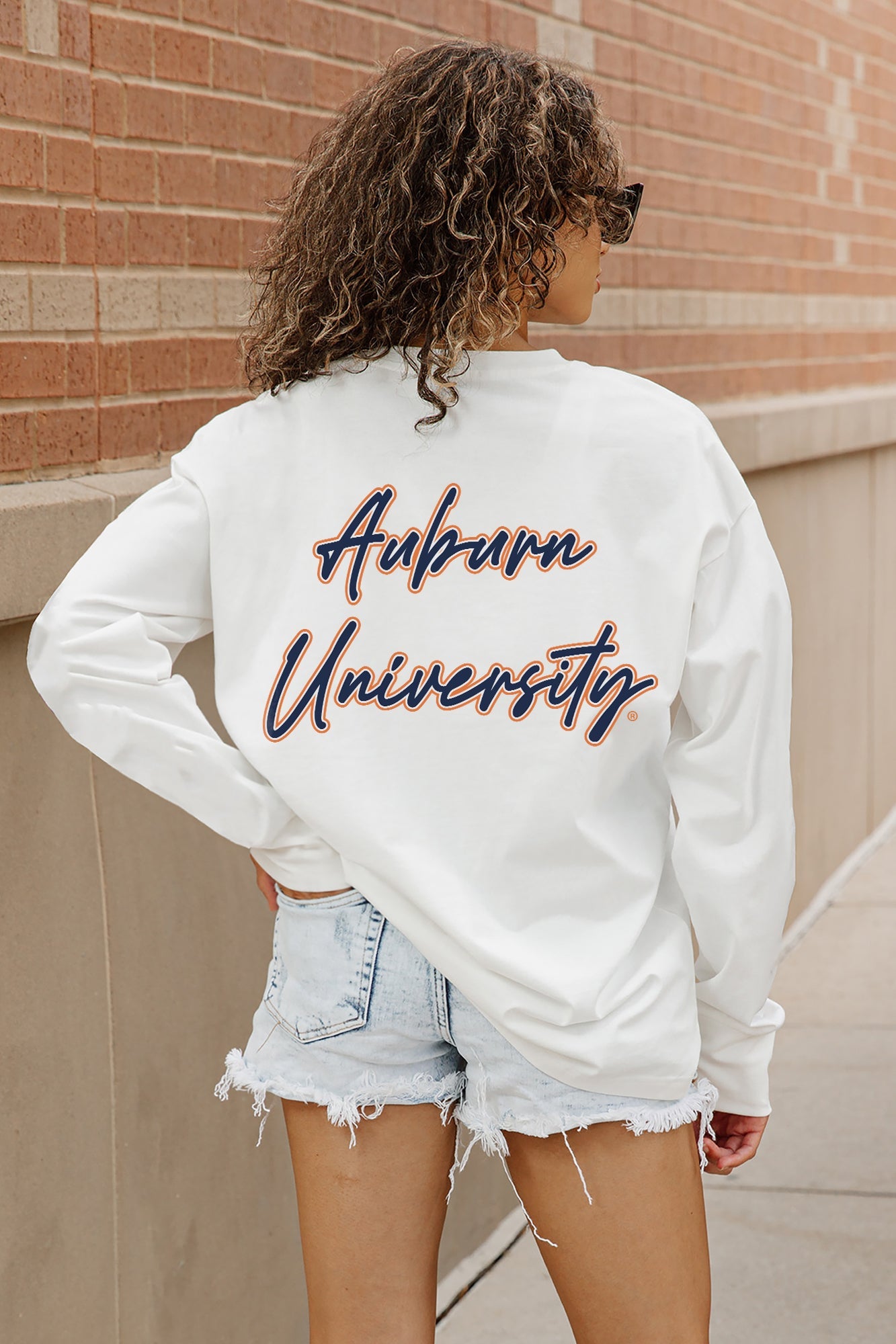 AUBURN TIGERS DOUBLE MOVE OVERSIZED LONG SLEEVE TEE WITH RIBBED NECKLINE AND CUFFS