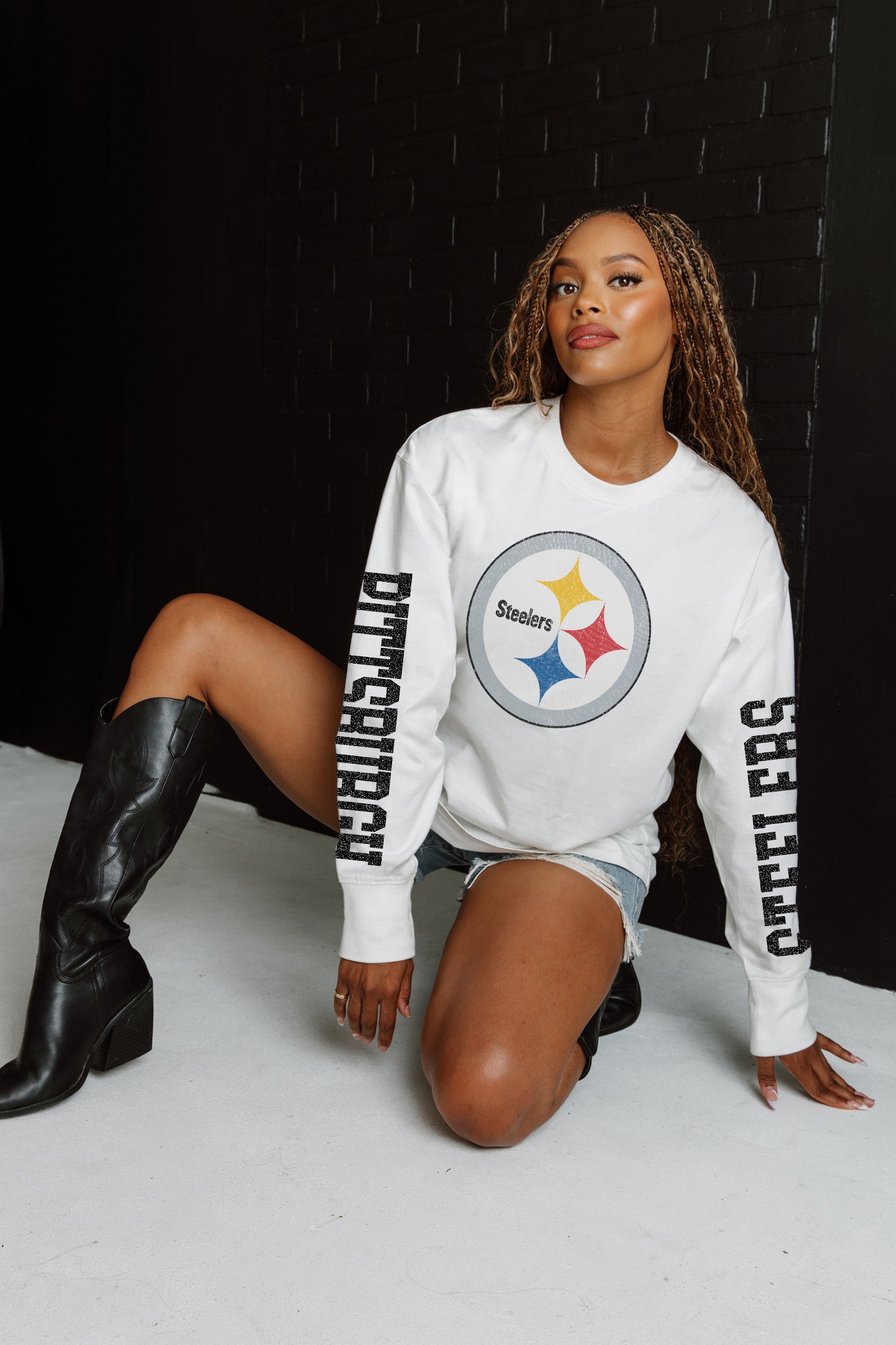 PITTSBURGH STEELERS GAME PLAN OVERSIZED MIDWEIGHT LONG SLEEVE TEE