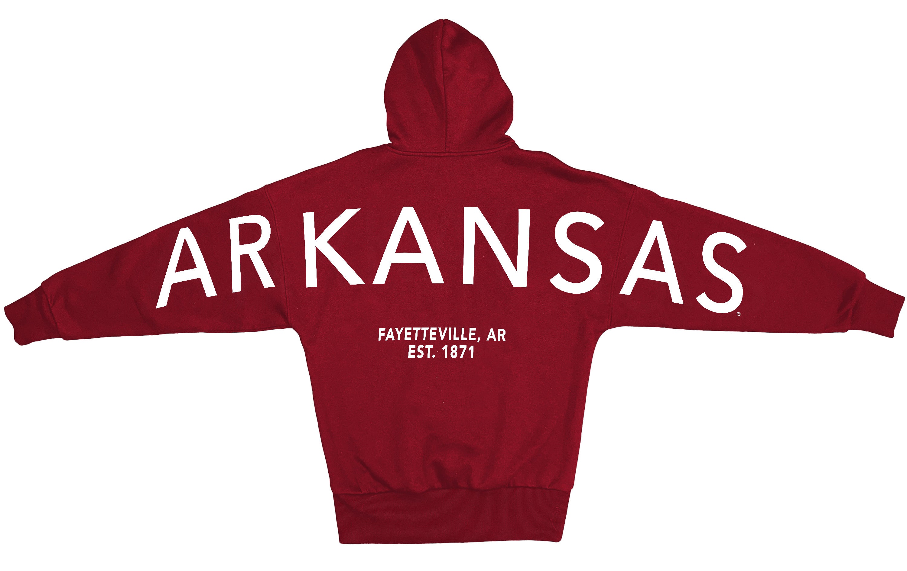 ARKANSAS RAZORBACKS NEVER STOP OVERSIZED PREMIUM WEIGHT HOODIE